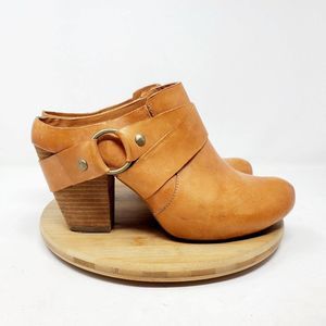 Kork Ease Courtney Booties Womens 8 Brown Leather Belted Ring Stack Heel Shoes